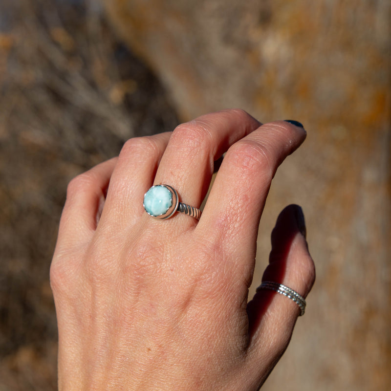 8.5 Larimar Sterling Silver Ring (Size 8.5)