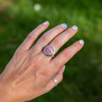 9.25 Rhodonite Sterling Silver Circle Ring (Size 9.25)