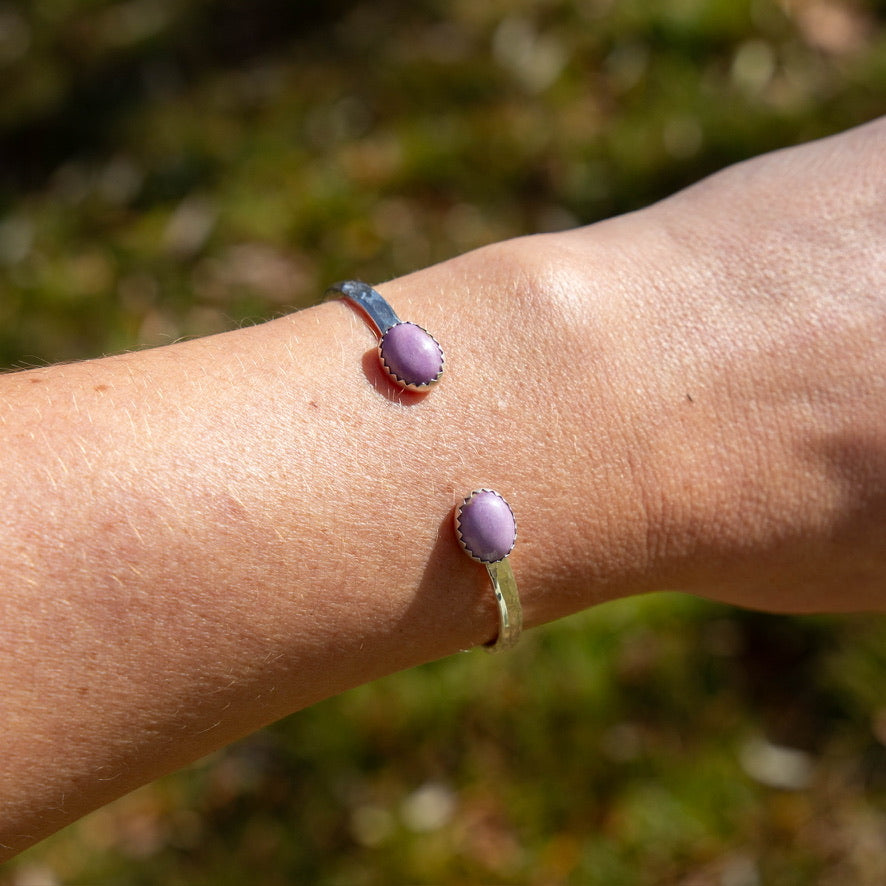 Phosphosiderite Double Stone Sterling Silver Open Cuff