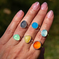 6 Chalcedony Sterling Silver Stacker Ring (Size 6)