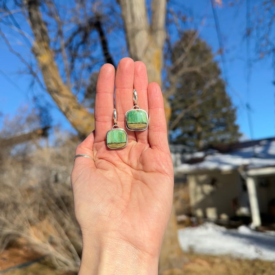 Variscite Sterling Silver Square Earrings