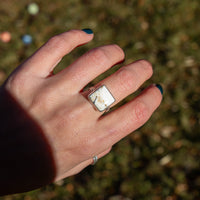 7.25 White Buffalo Turquoise Sterling Silver Ring (Size 7.25)