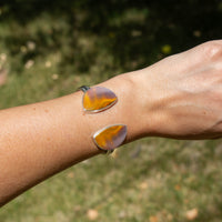 Mookeite Jasper Double Stone Sterling Silver Open Cuff