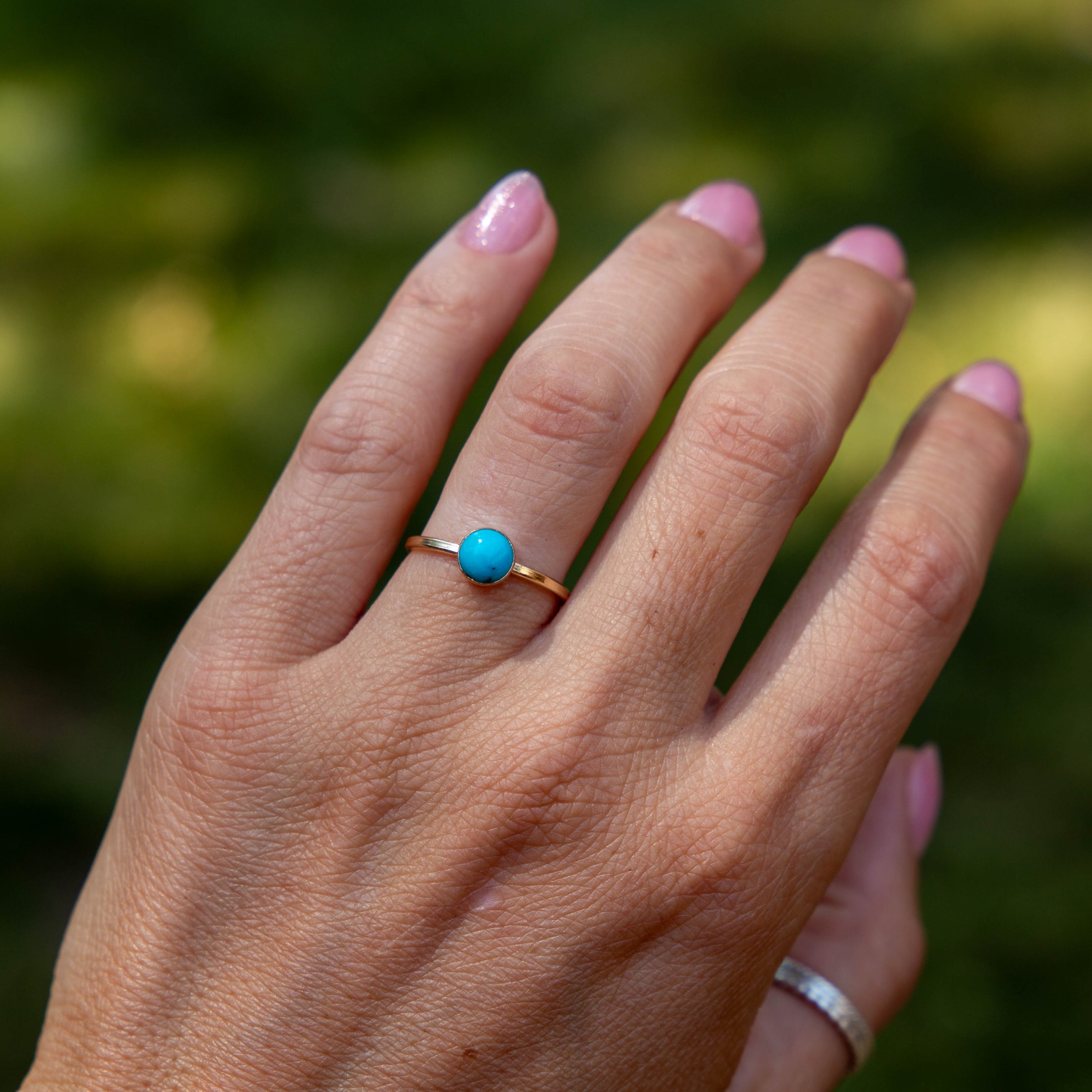 7 Chinese Turquoise 14k Gold-Filled Stacker Ring (Size 7)