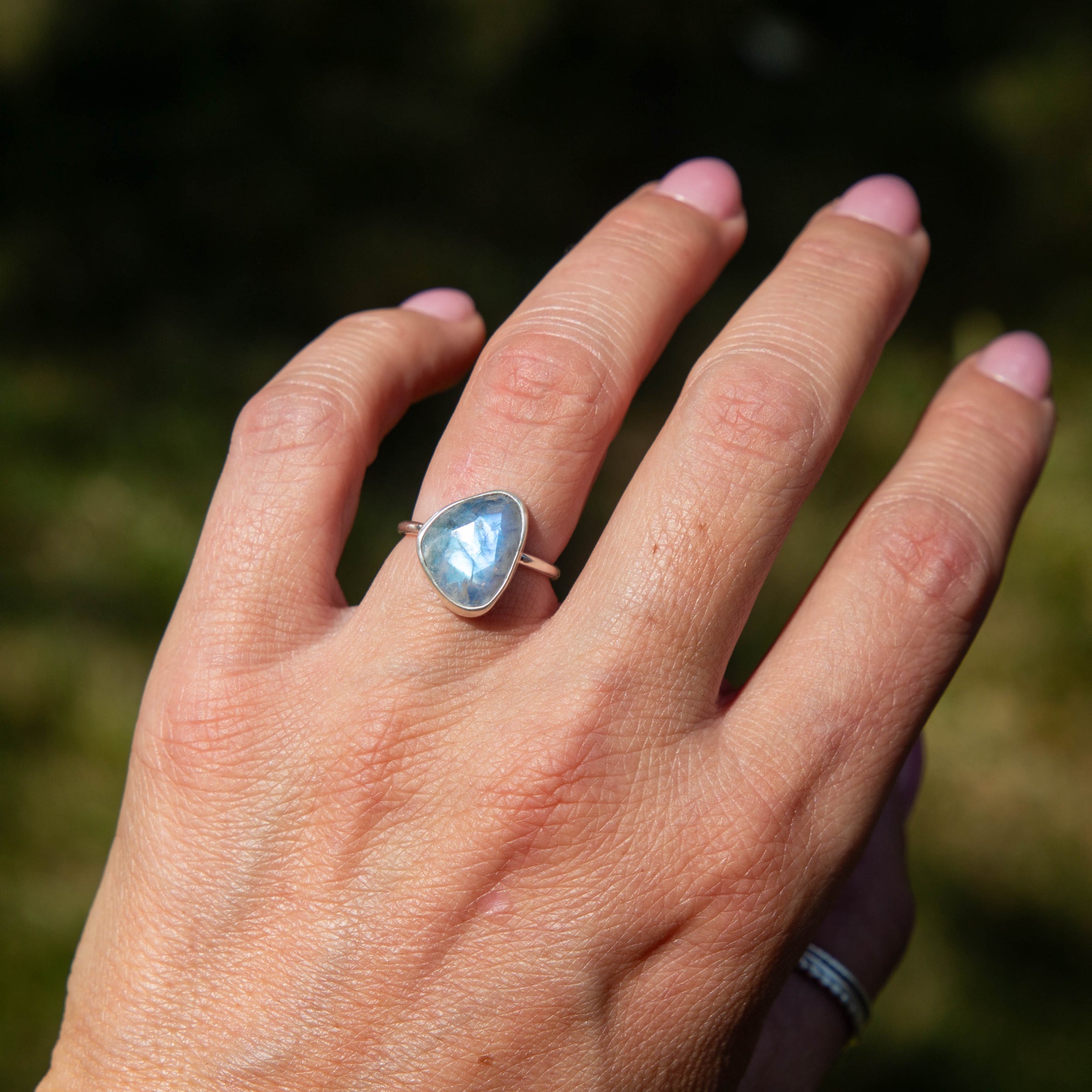 5 Moonstone Sterling Silver Stacker Ring (Size 5)