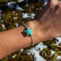 Campitos Turquoise Star Sterling Silver Slider Adjustable Bracelet - 8.5"