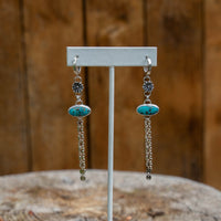 Campitos Turquoise Flower Sterling Silver Mini-Hoop Earrings