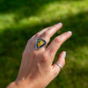 8.5 Bumblebee Jasper Sterling Silver Statement Ring (Size 8.5)