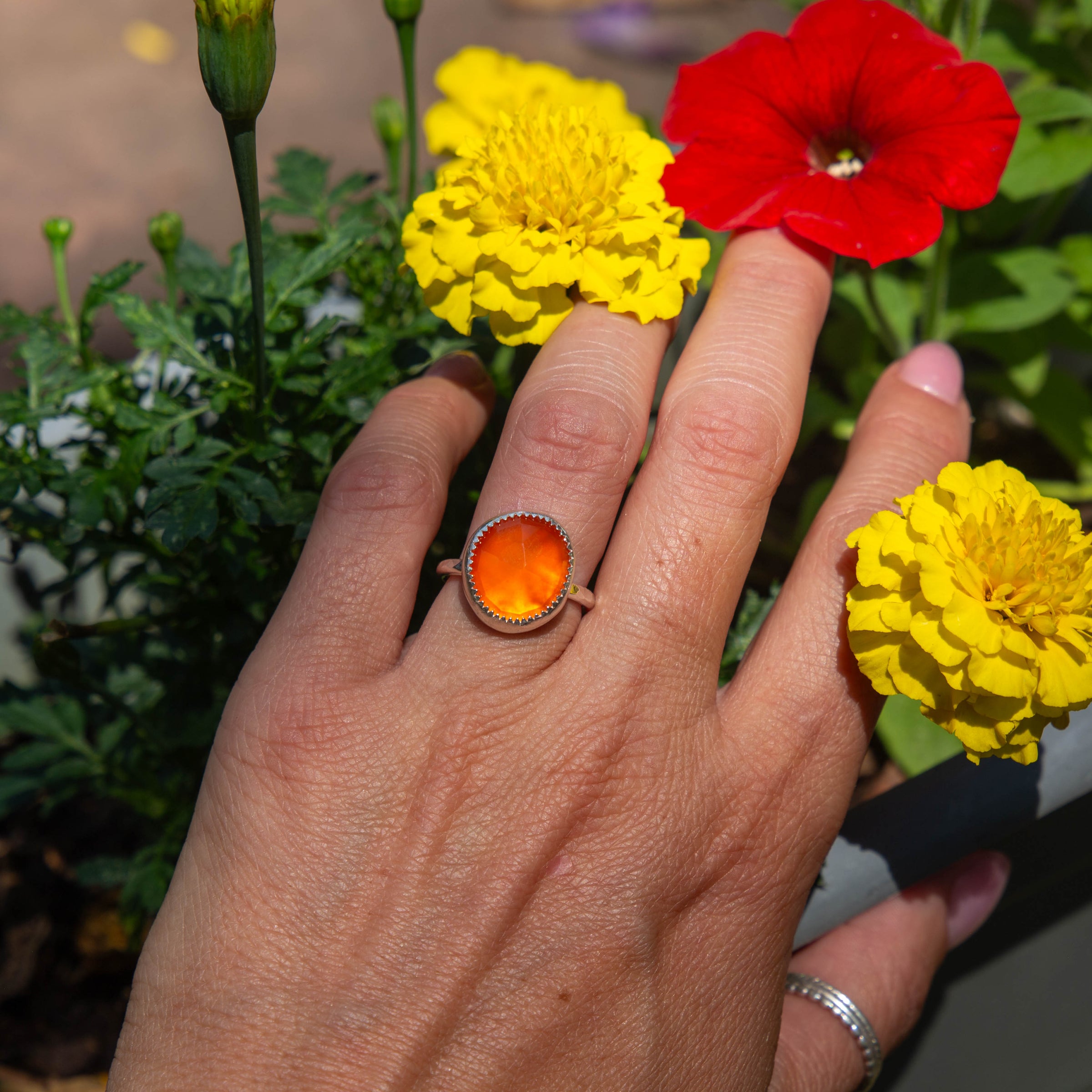 6.5 Carnelian Sterling Silver Stacker Ring (Size 6.5)