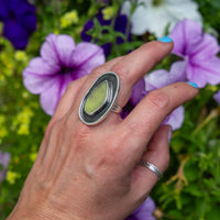 7 Green Druzy Quartz Sterling Silver Statement Ring (Size 7)