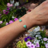 Lucin Variscite Double Stone Sterling Silver Open Cuff #2