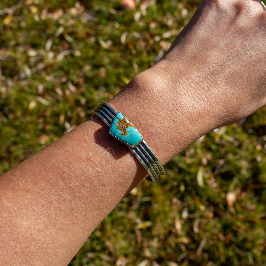 Royston Turquoise Sterling Silver Thick Cuff
