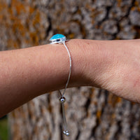 Light Blue Chalcedony Sterling Silver Slider Bracelet - 7.5"