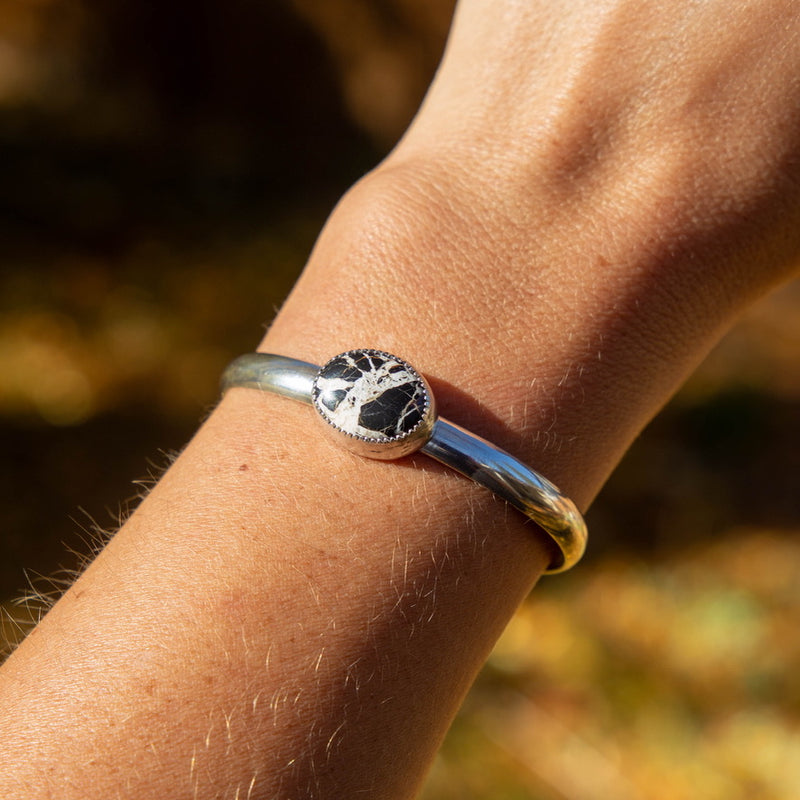 White Buffalo Turquoise Sterling Silver Cuff