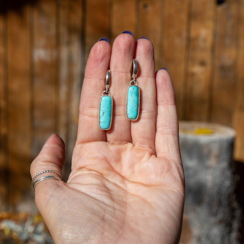 Campitos Turquoise Sterling Silver Mini-Hoop Earrings
