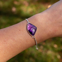 Amethyst Sterling Silver Slider Adjustable Bracelet - 8.5"