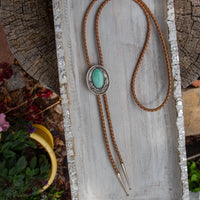 42" Carico Lake Turquoise Cactus Shadowbox Sterling Silver Bolo