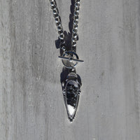 20" White Buffalo Turquoise Sterling Silver Chunky Chain Front Toggle Necklace