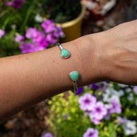 Lucin Variscite Double Stone Sterling Silver Open Cuff #2