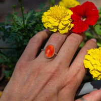 7 Carnelian Sterling Silver Stacker Ring (Size 7)