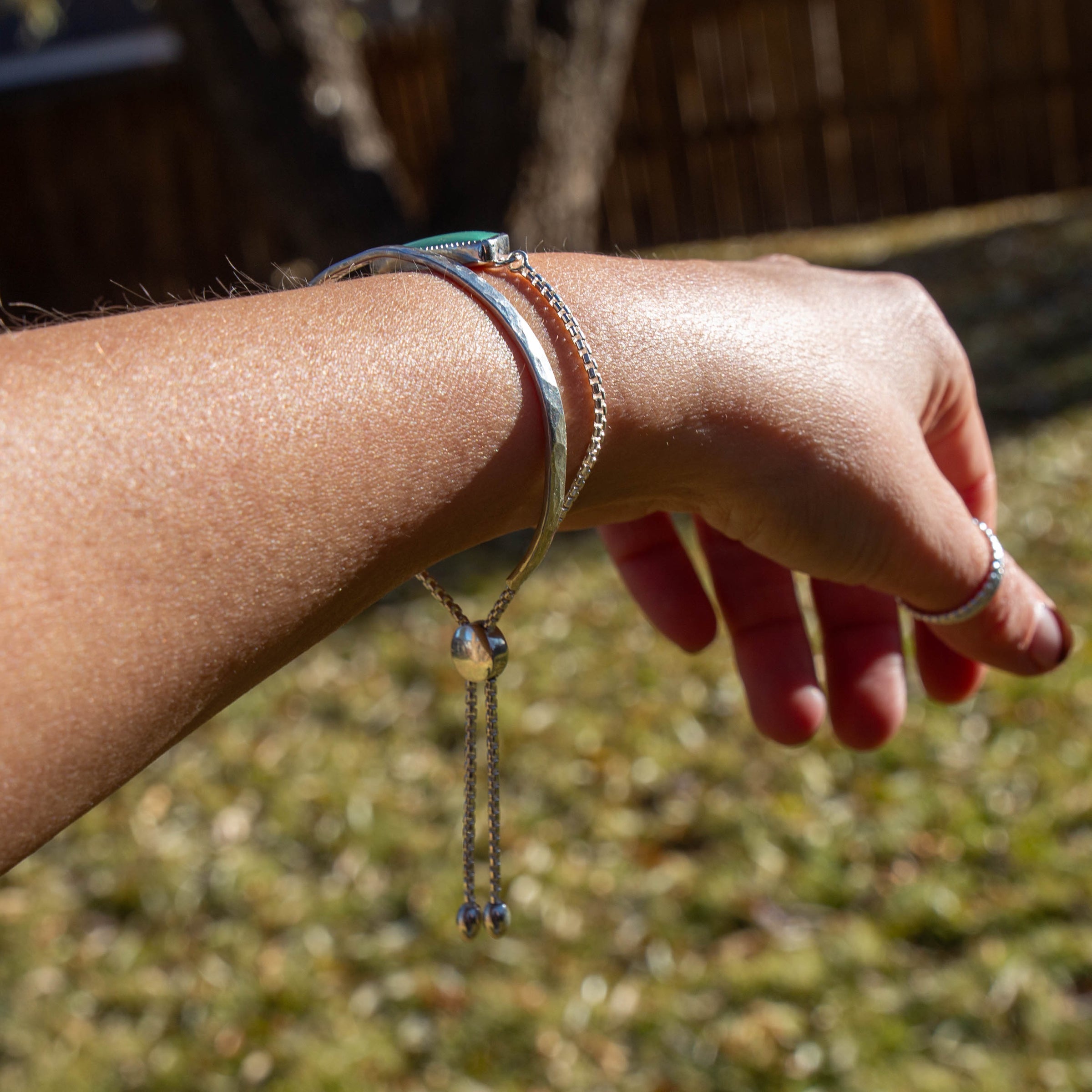 Elisa Turquoise Sterling Silver Slider Bracelet - 8.5"