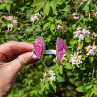 Pink Cobalto Calcite Double Stone Sterling Silver Open Cuff