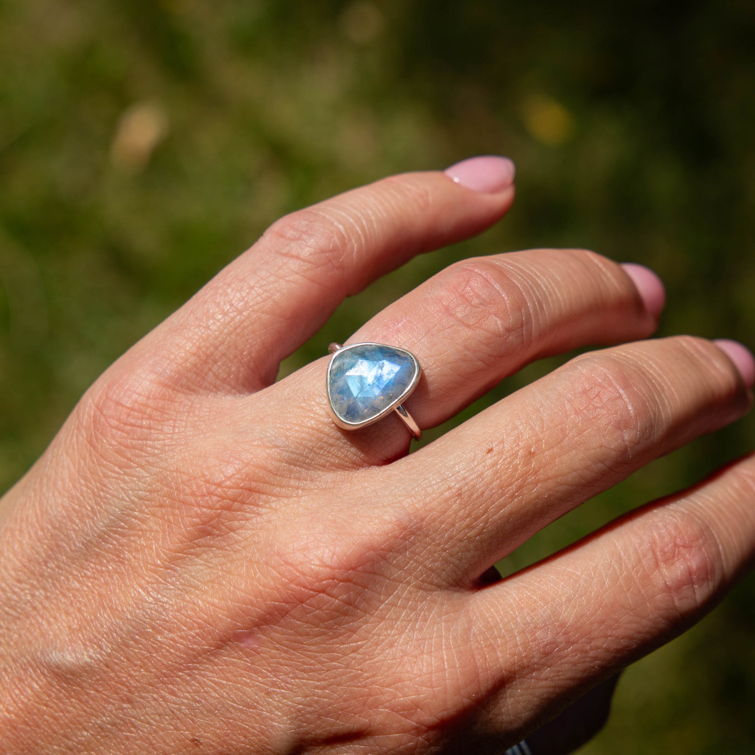 5 Moonstone Sterling Silver Stacker Ring (Size 5)