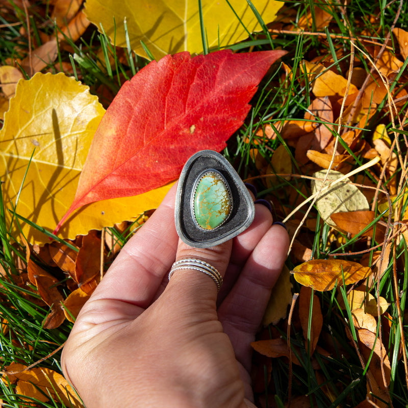 7 Royston Turquoise Sterling Silver Statement Ring (Size 7)