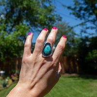 8.5 Turquoise Mountain Sterling Silver Statement Ring (Size 8.5)