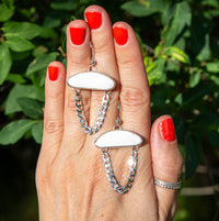White Buffalo Sterling Silver Chain Statement Earrings