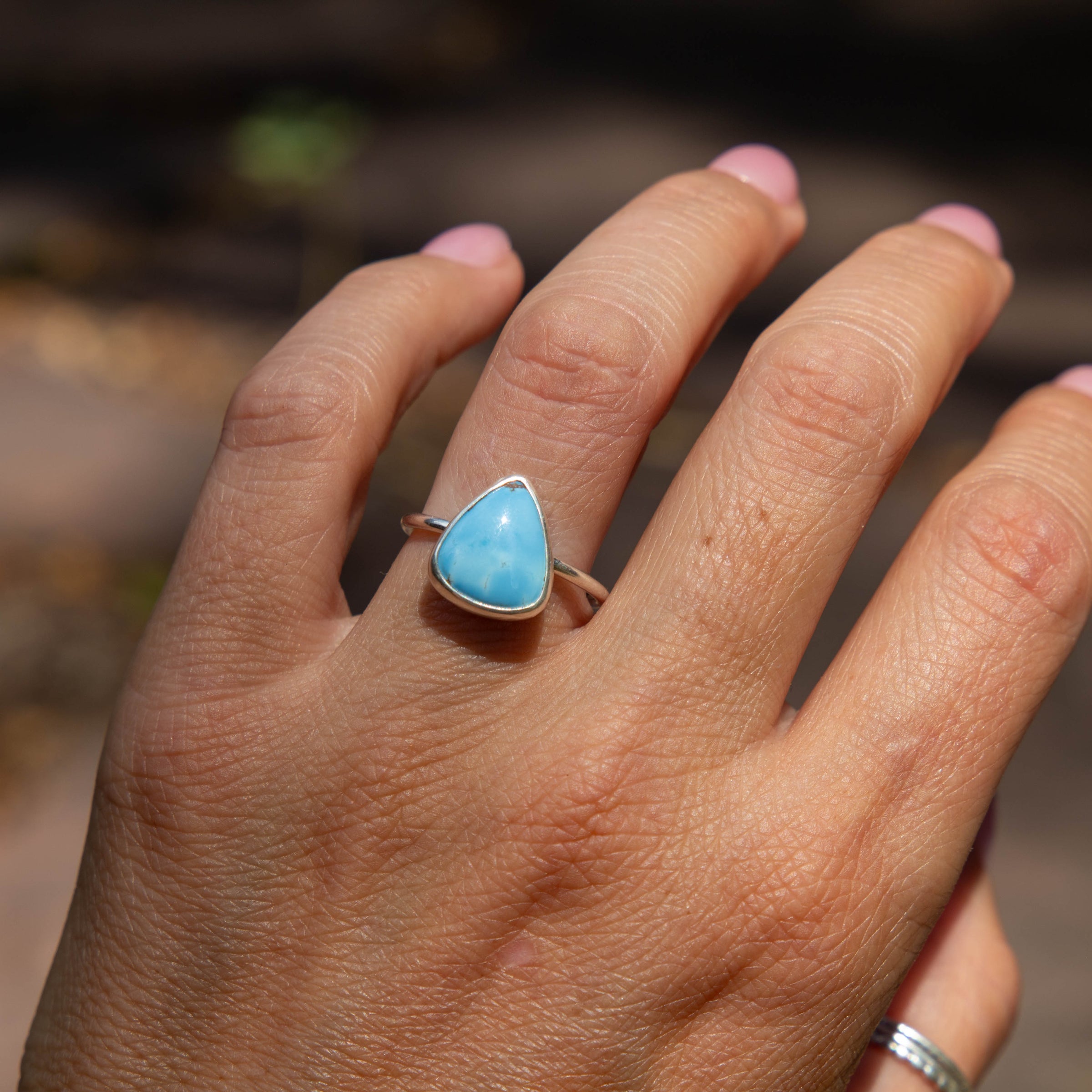 8 Golden Hills Turquoise Sterling Silver Stacker Ring (Size 8)