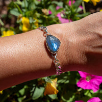 Southwest Mob Wife Chunky Mini Sterling Silver Bracelet with Labradorite