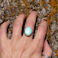 6.75 Carico Lake Turquoise Sterling Silver Stacker Ring (Size 6.75)