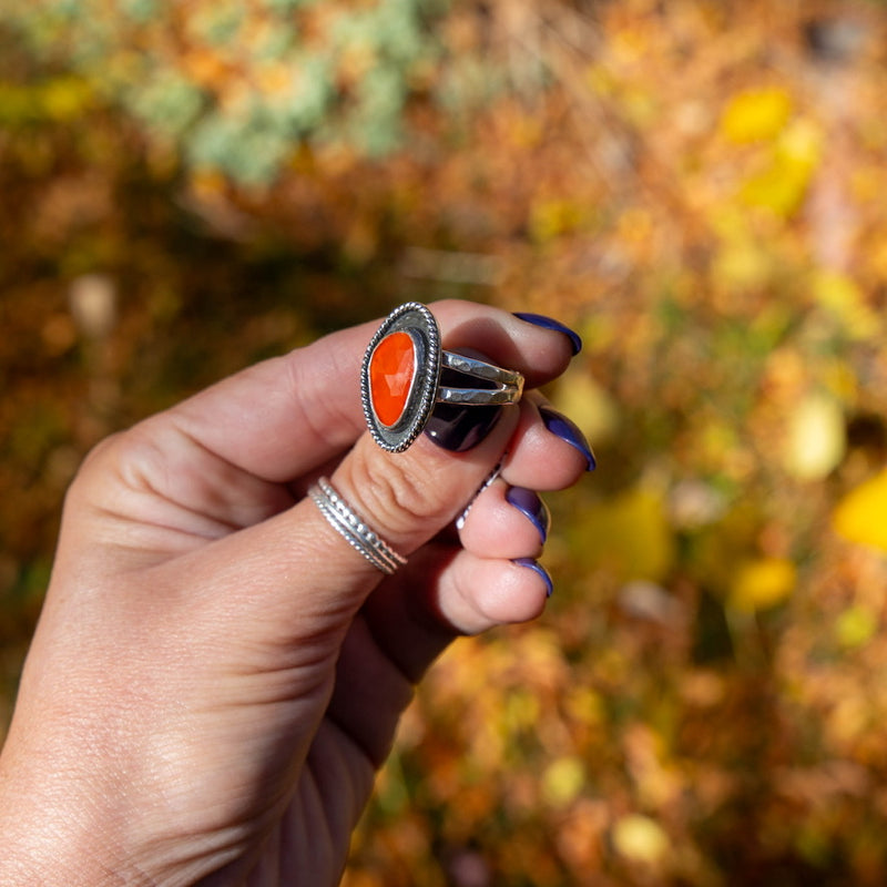 9.75 Carnelian Sterling Silver Statement Ring (Size 9.75)
