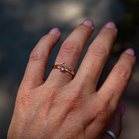7 Pink Tourmaline 14k Gold-Filled Stacker Ring Set (Size 7)