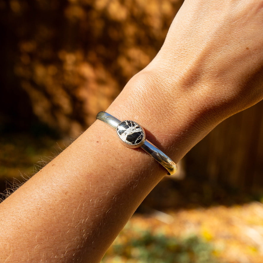 White Buffalo Turquoise Sterling Silver Cuff