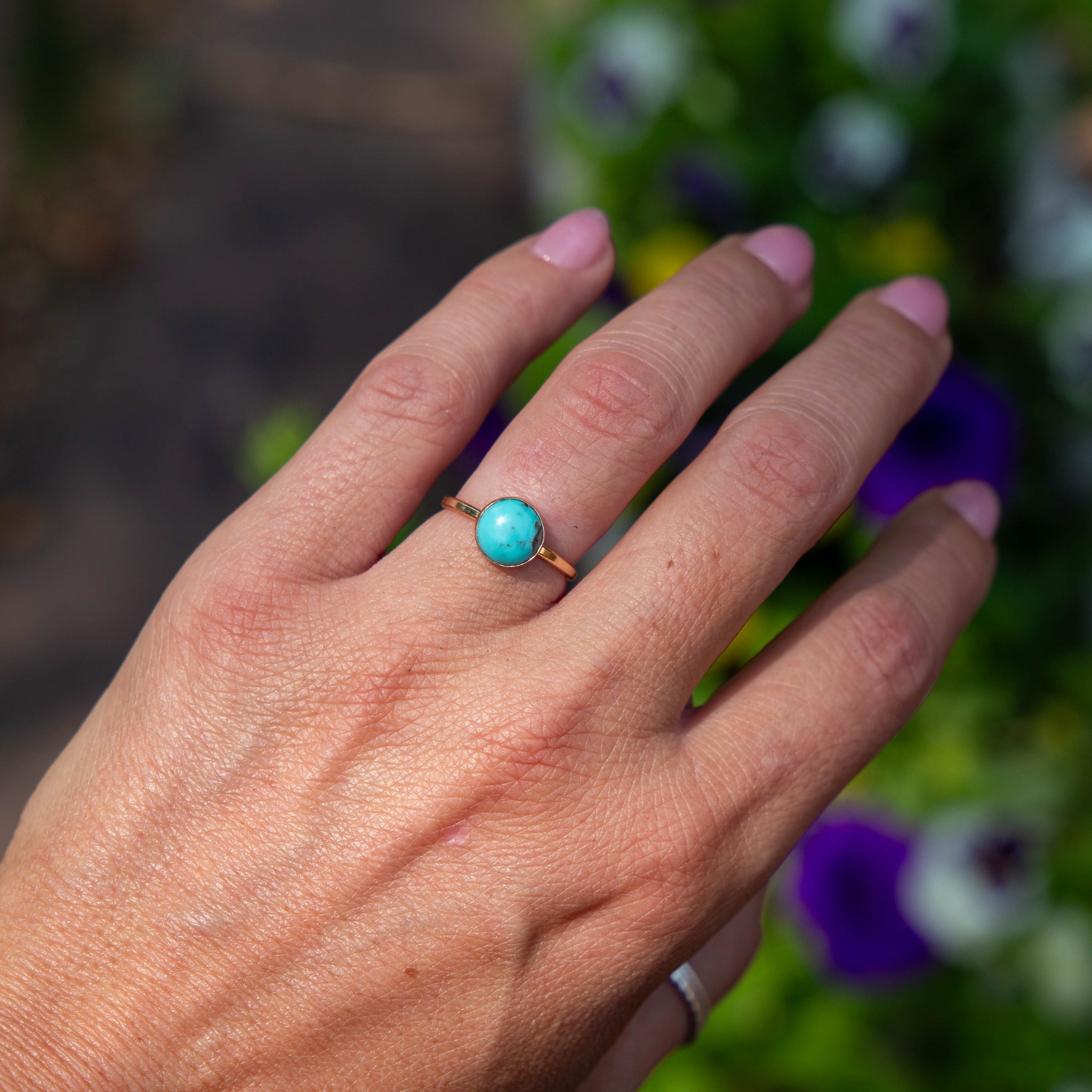 6 Chinese Turquoise 14k Gold-Filled Stacker Ring (Size 6)