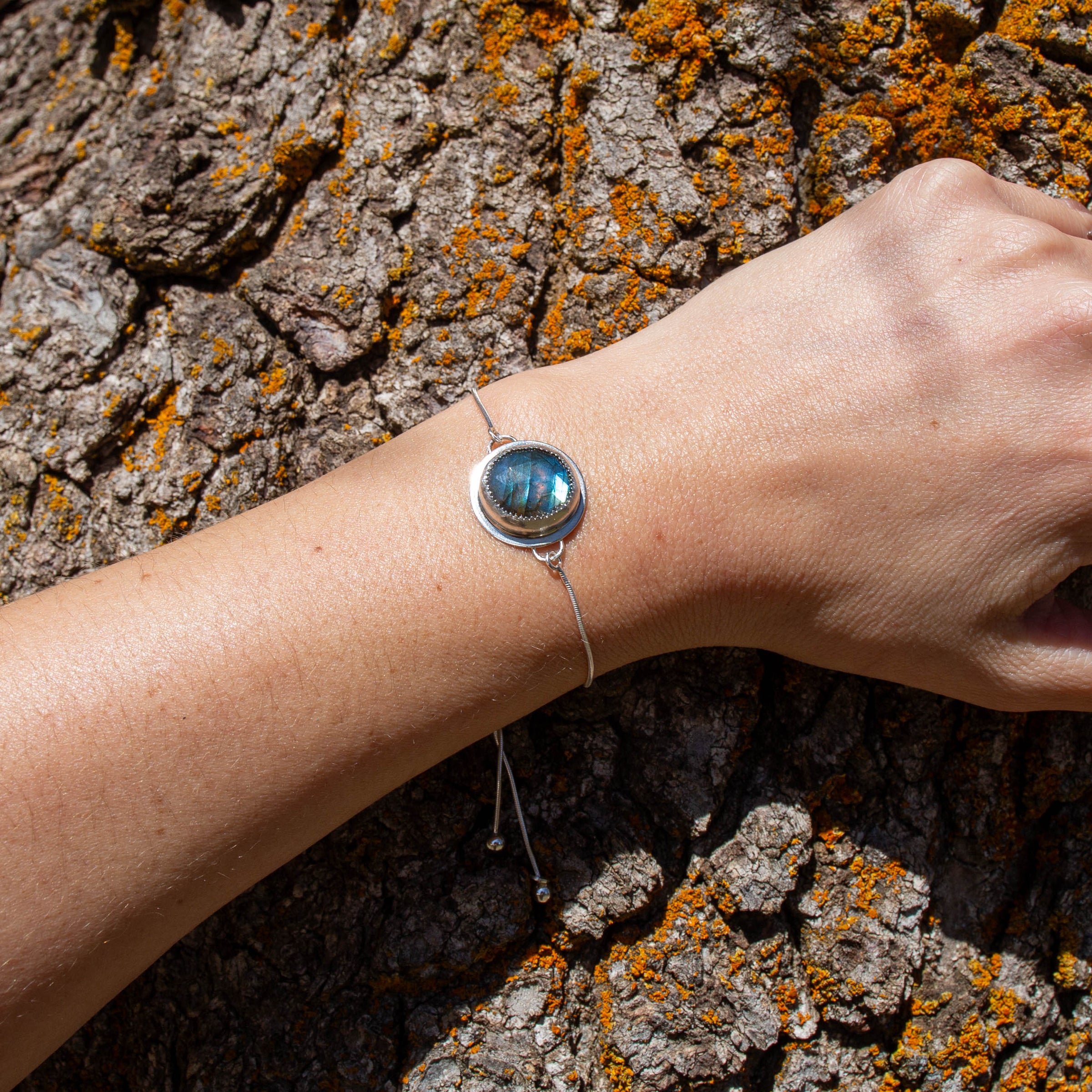 Labradorite Sterling Silver Slider Bracelet - 8.5"