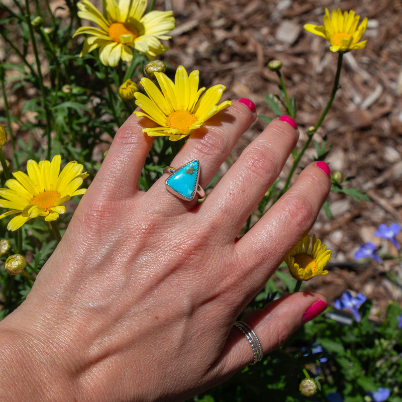 6.25 Kingman Turquoise Sterling Silver Stacker Ring (Size 6.25)