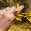 7 Carnelian Circle Art Deco Sterling Silver Ring (Size 7)