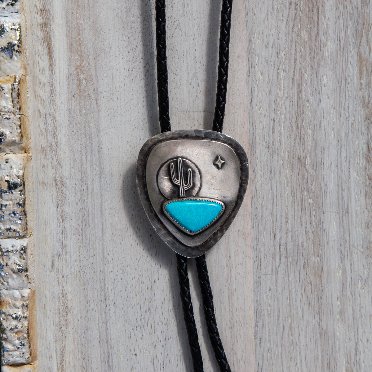 42" Persian Turquoise Sterling Silver Cactus Bolo