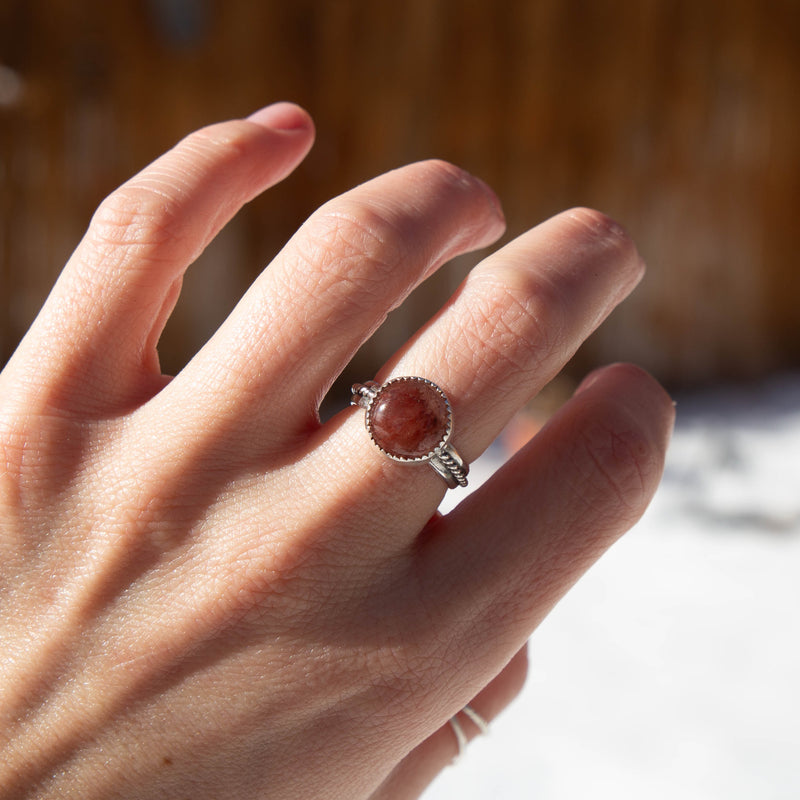 6.75 Strawberry Quartz Sterling Silver Ring (Size 6.75)