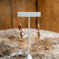 Mexican Fire Opal 14k Gold Filled Cluster Earrings