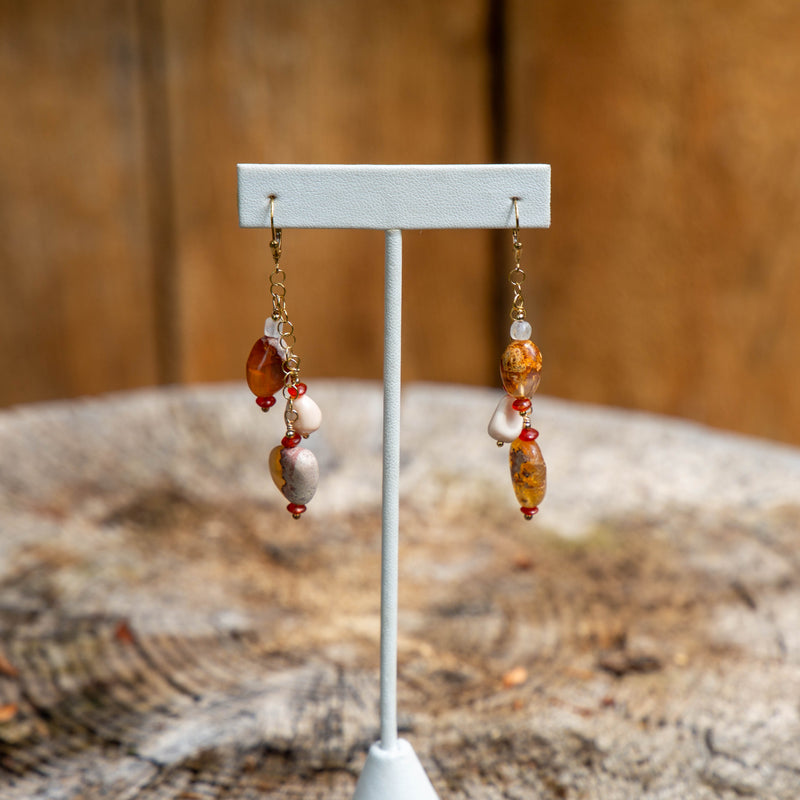 Mexican Fire Opal 14k Gold Filled Cluster Earrings