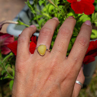 6.5 Yellow Opal Sterling Silver Stacker Ring (Size 6.5)