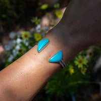 Royston Turquoise Double Stone Sterling Silver Open Cuff