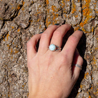 9.5 Larimar Sterling Silver Stacker Ring (Size 9.5)