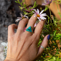 7.5 Chinese Turquoise Sterling Silver Stacker Ring (Size 7.5)