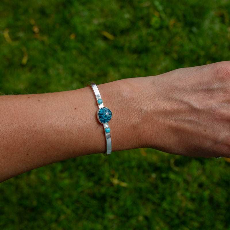 Triple Kingman Turquoise Sterling Silver Cuff