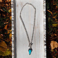 20" Royston Turquoise Sterling Silver Chunky Chain Front Toggle Necklace